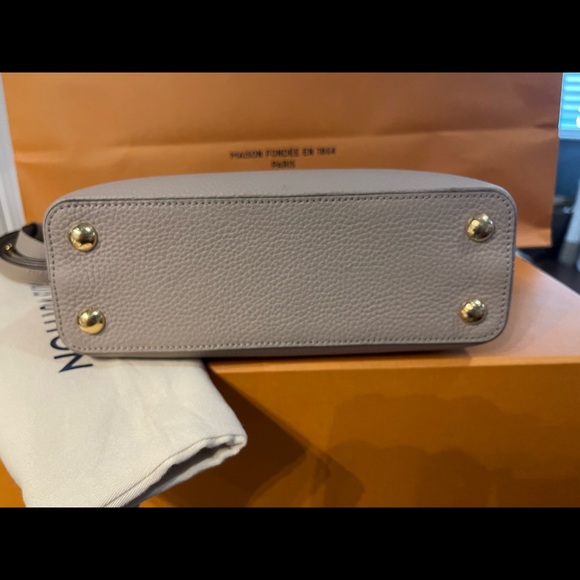 Louis Vuitton Capucine BB Taurillon Leather Iconic Bag Purse Taupe Galet Pebble - Picture 10 of 15